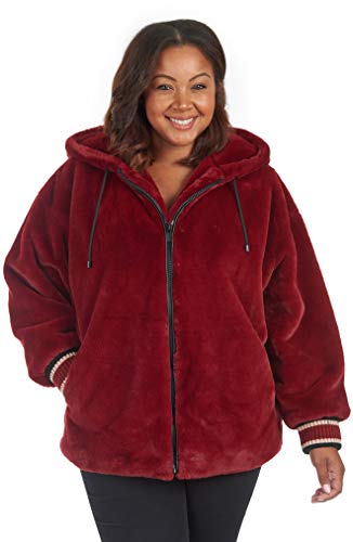 Rachel Rachel Roy Womens Solid Faux Fur Bomber Jkt Jacket, Red, 0-1 Plus #TOP2