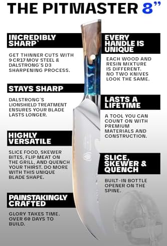 Dalstrong BBQ Pitmaster Knife - 8 inch - Valhalla Series - Forked Tip & Bottle Opener - HC Steel - Celestial Resin & Wood Handle - Breaking Knife - w/Leather Sheath - Thumbnail 2