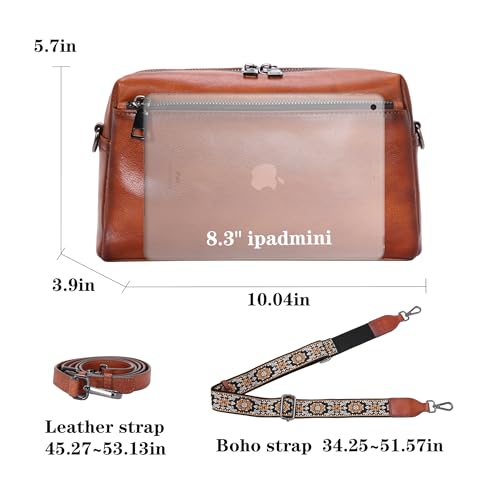 HESHE Leather Crossbody Purses for Women Vintage Shoulder Bag with Multi Compartments Small Hobo Purse for Everyday4