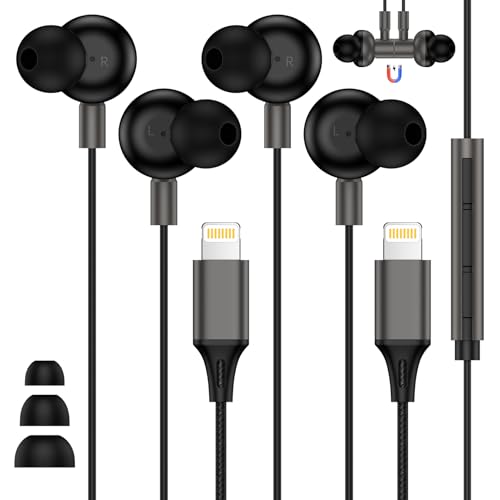 2Pack Wired Headphones Magnetic for iPhone Earbuds with Lightning Connector MFi Certified Earphones Built-in Remote to Control Headsets Compatible for iPhone 14 13 12 11 Pro Max/Plus/XS XR/ 8 7 Plus