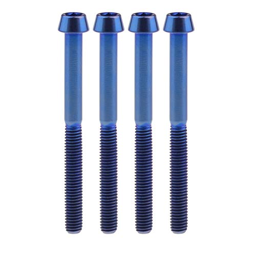 Image of Titanium Ti Bolt M5x9 16 18 20 25 30 35 40 45 50 55 60mm Tapered Head Screws pack of 4 (M5x55mm, Blue)