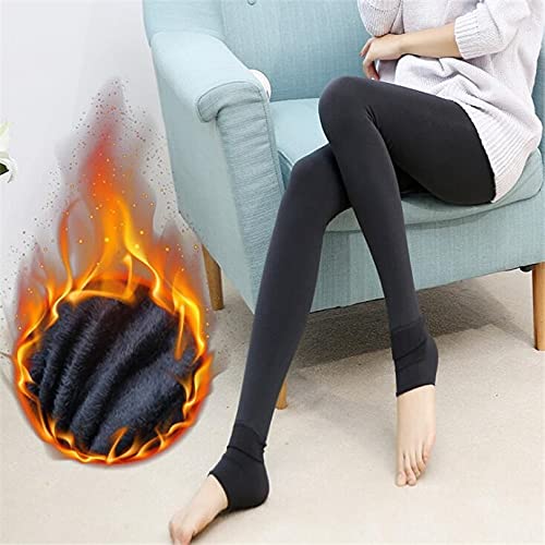 Leggings de mujer gris pantalones elásticos de invierno con terciopelo grueso 2