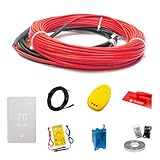 Premium Floor Heating Cable - 64-120 Sqft, 8 Amps, 960 Watts, 120V Heated Floor System, Electric Heat Cable, Heated Flooring System for Tile, WiFi LED App Thermostat, Alarm, Multi-Meter & Accessories