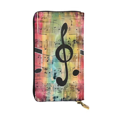 Music Note Printed Long Wallet for Women Men Cute PU Leather Wallet with Coin Purse and Credit Card Holder