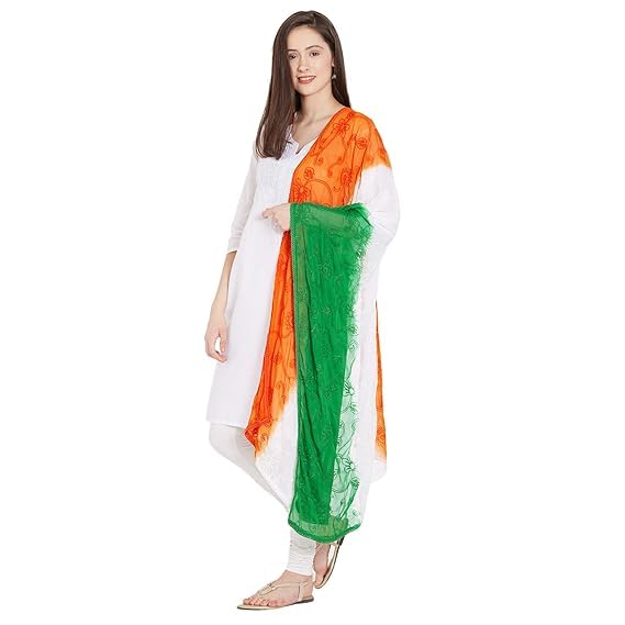 Image of Republic Day /Independence Day Tricolor Stole, Dupatta, Scarf for Adults & Kids | Pack of 1pcs | Tiranga Accessories for Patriotic Celebrations | Lightweight & Comfortable