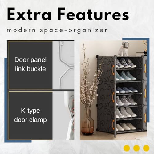 Image of EXVITO 4 Door Shoe Rack with Shelf, Folding Shoe Rack for Bedroom, Living Room,Entryway, Footwear Stand for Home, Organizer, ShoeRack Plastic | Plastic Shoes Rack for Home - HT-Grey