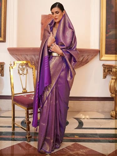 Image of MADHUHANSH Women's Cotton Silk Saree with Unstitched Blouse Piece Zari Weave and Floral Pattern | Heavy Embroidery Saree for Women | Interview Saree for Women | Readymade Blouse with Saree Set