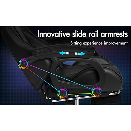 ELFORDSON Gaming Chair with 2-point Massage Lumbar Cushion, High Back PC Computer Game Chair, 150° Reclining Office Chair with Headrest & Footrest, 360° Swivel, Home Esports, PU Leather, Black - Image 8