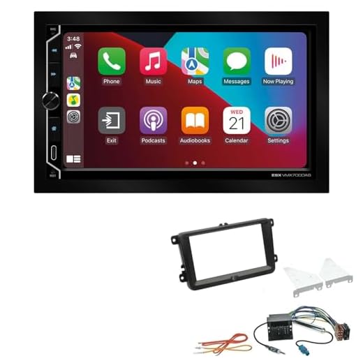 ESX VMX700DAB 2-DIN Autoradio kompatibel mit Wireless Apple CarPlay Android Auto Bluetooth DAB+ passend für Volkswagen VW Caddy ab 2003 schwarz ohne Canbus