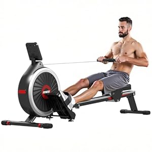 Dskeuzeew Magnetic Rowing Machines for Home Gym with 16 Levels Resistance, Real Weight Caoacity 150 KG, Full-Body Workout, Extra-Long Rail