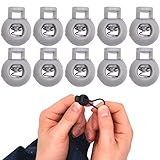 ✅ [LIEFERUMFANG] Sie erhalten 10 x runde Kordel Klemmen, grau, 22 x 17 mm, geeignet für bis zu 5.5 mm Durchmesser Bänder und Seile.