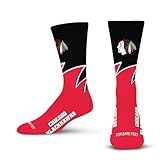 For Bare Feet NHL CHICAGO BLACKHAWKS Black Wave Crew Sock Team Color LARGE