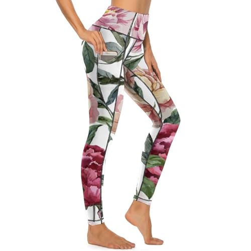 Legging de sport rose rouge extensible taille haute S - 4