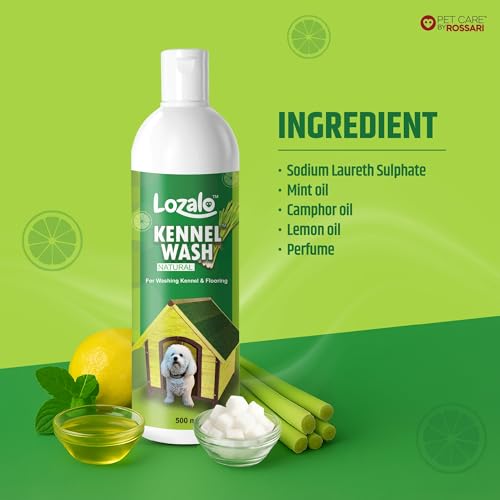 Image of Lozalo Kennel Wash Liquid 2x500ml for Washing Dog Kennel & Flooring, Pet Shops, Veterinary Clinics & Grooming Salons (Green)