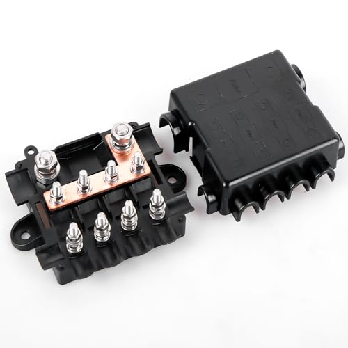 Porte-fusibles pour 1 x Mega + 4 x Midi Fusibles de distribution d'énergie Boîtier en polyamide avec couvercle Support de fusible pour circuits hauts et...