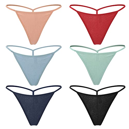 Image of Cotton G-string, Women Panties Simple Thongs Lightweight Multi-Pack G-string&T-back
