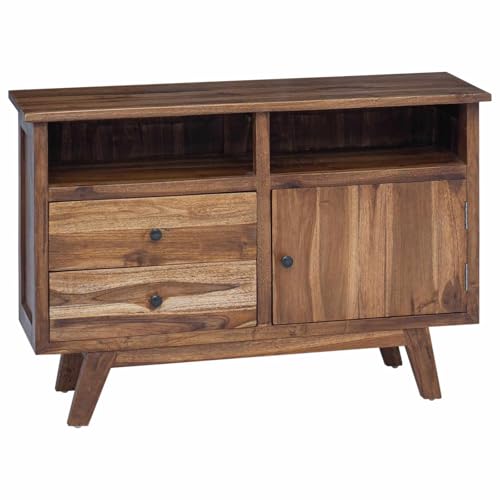 Genérico Aparador Natural 100 x 30 x 68 cm Madera de Teca Maciza,Mobiliario,Armarios y Almacenamiento,Aparadores-42017956