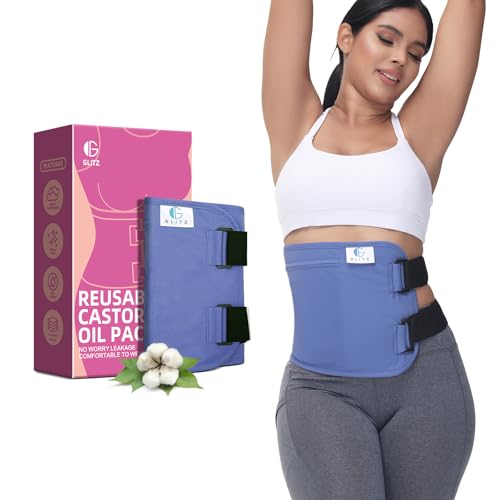 Castor Oil Pack Leakproof Castor Oil Pack Wrap with Adjustable Strap Reusable Organic Castor Oil Packs for Liver Detox Insomnia Constipation Less Inflammation (Violet)