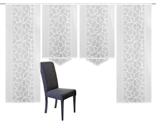 Home Fashion 4er-Set SCHIEBEGARDINEN Jacquard, weiß, 2X 225x57 cm + 2X 125x57 cm