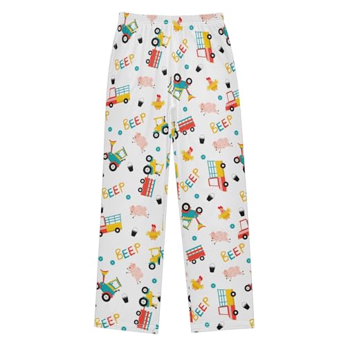 ZZXXB Sheep Truck Rooster Boys Long Pants Soft Trousers Elastic Waist Kids Lounge Bottoms with Pockets S-XL