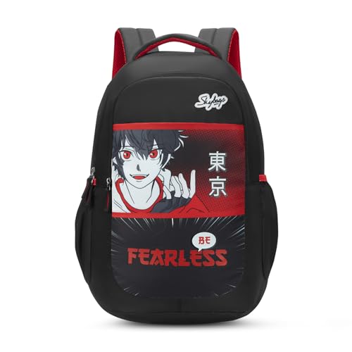 Skybags Kyro RC 03 Rebel Red Black 3 Compartment School Backpack