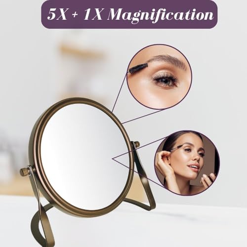 Espejo para maquillaje 5X de 5.5 pulgadas acabado bronce miniatura 5