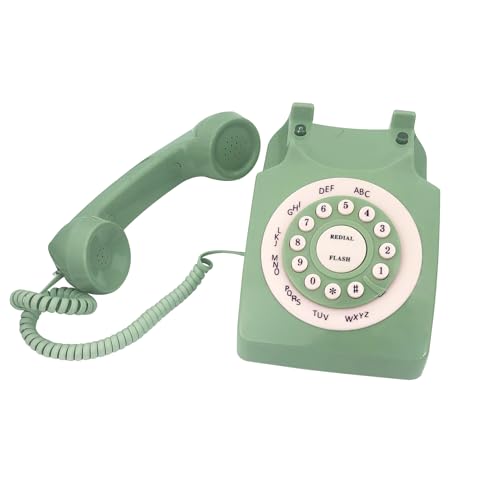 Téléphone fixe filaire rétro vert simple d'utilisation pour rompre l'isolement