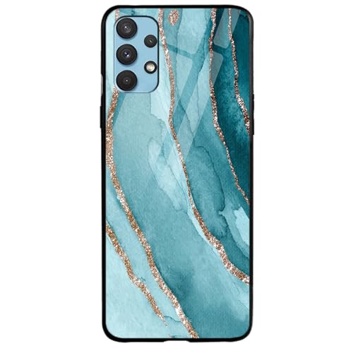 Image of COLORflow Back Cover Compatible with Samsung Galaxy A23 4G / A23 5G | Blue Marble Golden Stripes | Shockproof TPU Bumper Cover with Camera Protection Back Cover
