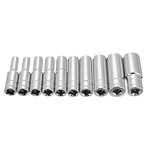 Juego De Tomas De Impacto Profundo De Servicio Pesado De 10 Piezas De 1/2 Pulgada Con Adaptador De Enchufe Métrico De 8-24 Mm De 6 Puntos