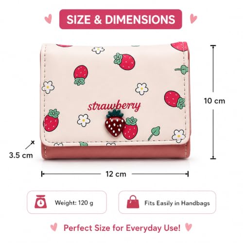 Image of Valerie Wallets for Women Leather Cute RFID Blocking Small Bifold Wallet with Zipper Coin Purse for Girls and Ladies Women's Wallet (Strawberry Pink)