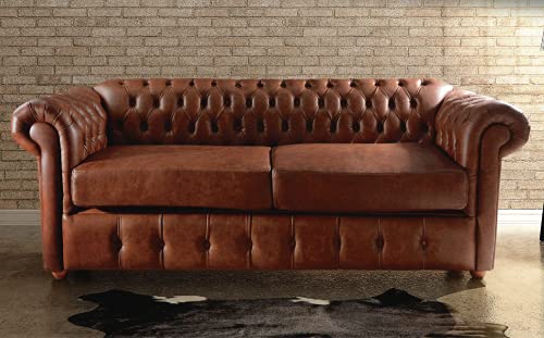 Sofá Chesterfield Vicenzo - Courino - 3 Lugares - 230 cm - Almofadas Fixas