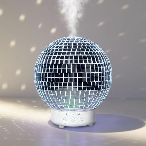 Rotating Disco Ball Diffuser Cute Essential Oil Diffuser and Humidifier for Home 3 Timer Modes Mirror Ball Retro & Preppy Room Decor | Disco Ball Gift