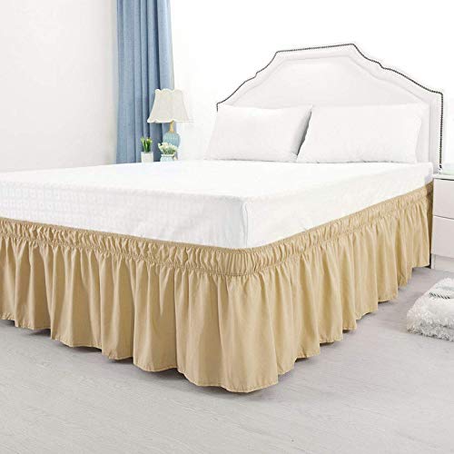 Beige Bed Skirt Wrap Around 600Microfiber with Easy Fit with 20'' Inch Tailored Drop - Shrinkage and Fade Resistant with Microfiber 20'' Bed Skirt King Size [78'' x 80'']-picture-17