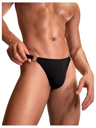 SweatyRocks Men's Thongs Cut Out Ring Linked Jockstrap Low Rise G String Underwear