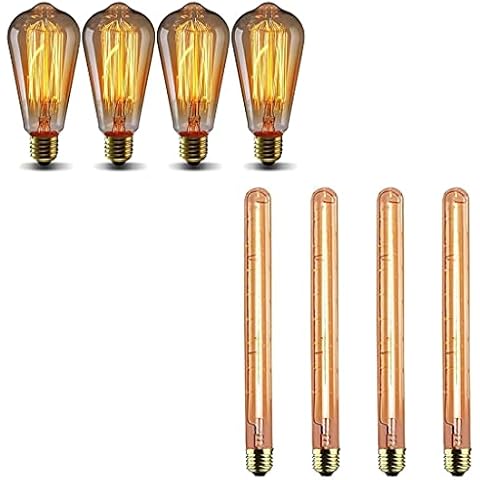GOENDR 4 Pack E26 Edison Bulb + 4 Pack T300 Edison Bulb Cover