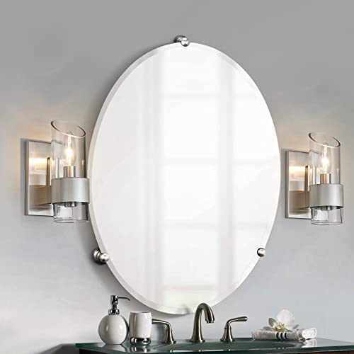 Image of WUZUPS Set of 2 1-Light Bathroom Wall Light Fixture Over Mirror Class Shade Morden Vanity Scones for Bathroom Bedroom Living Room, E12 Base, Brushed Nickel