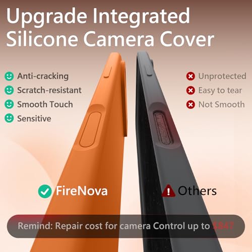 Image of FireNova Magnetic for iPhone Air Case, Compatible with MagSafe, [Integrated Silicone Camera Control Button] [Camera Protection] Microfiber Lining Phone Case for iPhone 17 Air, 6.5 inch, Orange