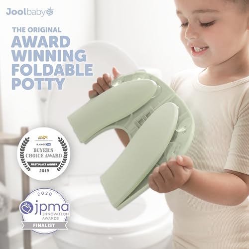 Image of Jool Baby Folding Travel Potty Training Seat for Toddlers, Fits Round & Oval Toilets, Non-Slip Suction Cups, Includes Free Travel Bag (Sage)