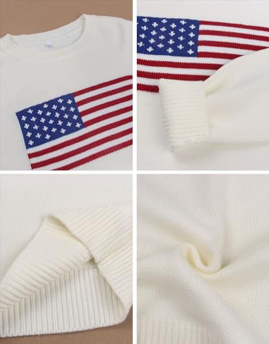 Alsol Lamesa Women’s American Flag Graphic Sweater Patriotic Long Sleeve Pullover Sweaters Crew Neck Knit Tops4