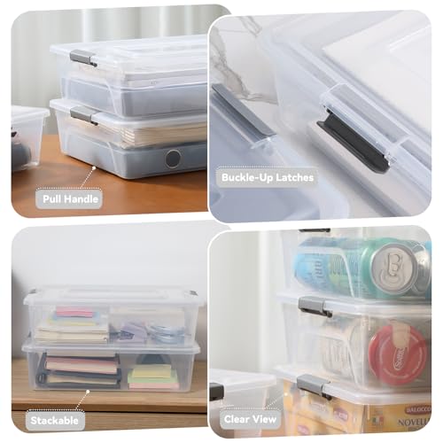 Bac de rangement empilable transparent novelinks Lot de 4 boîtes en plastique avec couvercle