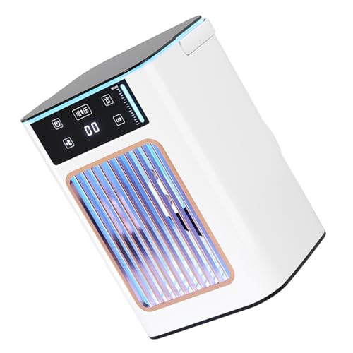 divuukyi Ventilador portátil de 3 velocidades con USB para aire acondicionado y luz LED de 7 colores, adecuado para refrigeración propia en espacios pequeños