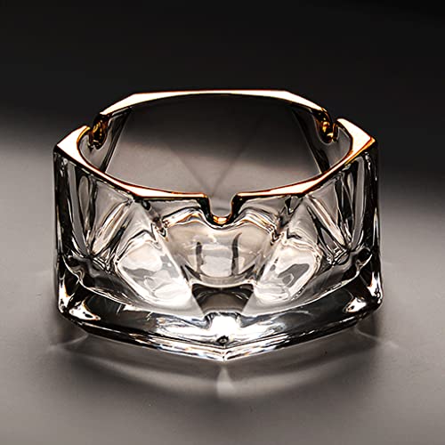Cendrier hexagonal à bord doré 12x5,5 cm pour intérieur et extérieur - 7