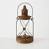 mucHome Laterne Höhe 28cm Metall aus Edelrost, Industriedesign, LED-Batteriebetrieb