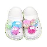 35PCS Mexican Shoe Charms Bling Diamond Shoe Decoration Charms Clog Sandals Charms Assecories Holiday Gifts Party Favors Birthday Gifts for Womens Girls (Colorful Fluffy Ball, Random 6 Pcs)