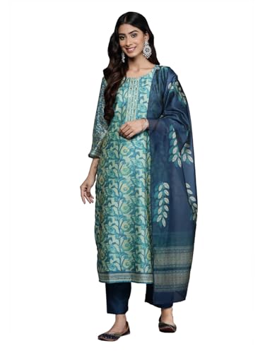 Varanga Women's Silk Blend Kurta Set (Frl_Vskd31148_Blue