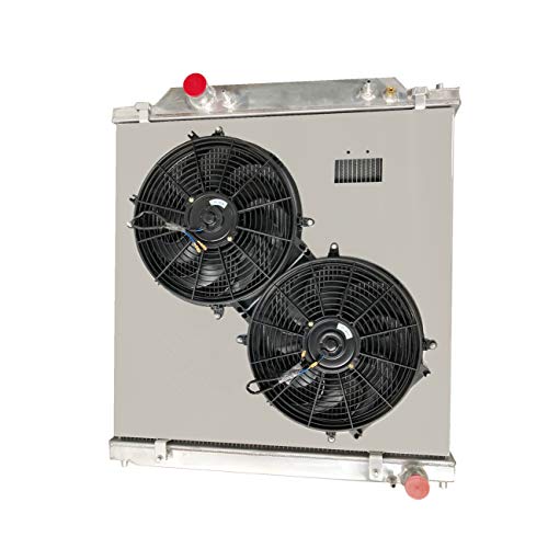 CoolingSky Full Aluminum Radiator +2x12\" Fan W/Shroud Combo &Relay Kit for 2003-2007 Ford Excursion, F250 F350 Super Duty 6.0L Diesel Powerstroke