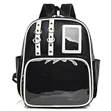 TTCAYU Ita Bag Mochila Display Pin Display PU Couro Trading Bag 30.5 cm Kawaii Satchel com inserção para viagens de anime, Mochila Black-ita, P