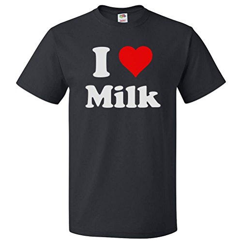ShirtScope I Love Milk T Shirt I Heart Milk XL Black