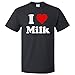 ShirtScope I Love Milk T Shirt I Heart Milk XL Black