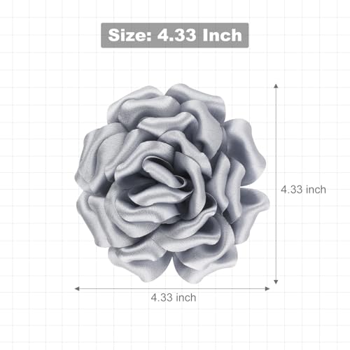 Image of 4.3 inch Red Rose Hair Clip Large Flower Brooches for Women | Charming Flowers Pins for Clothes | Turn Heads with Stylish Rose Hair Clip Flower Brooch Pin for Clothes & Clips for Woman